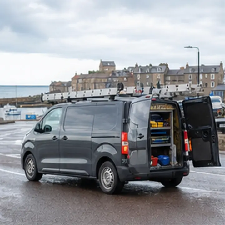 Illustrative black Arbroath Sparks electrician van